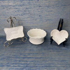 Lenox Porcelain Ivory Lot 3 Assorted Sizes Two With 24K Gold Trim Bowls/Trays